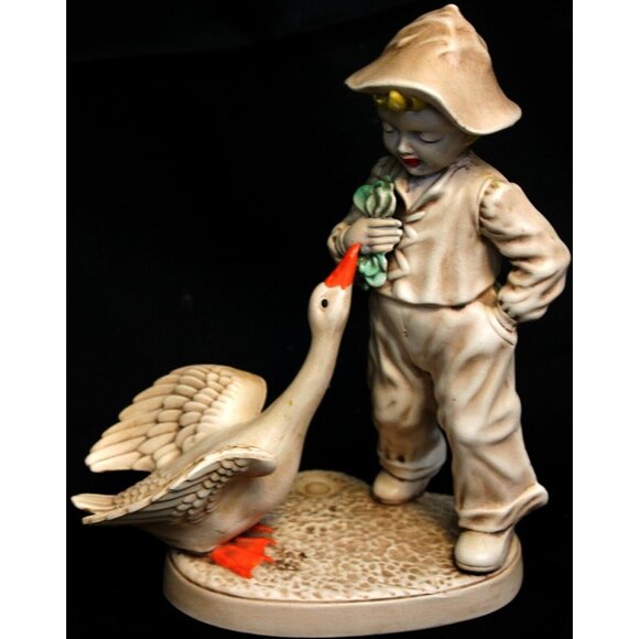 VTG 1960s Holland Mold Dutch Girl & Boy Geese Duck Figurines Ceramic Light Color - Picture 3 of 9